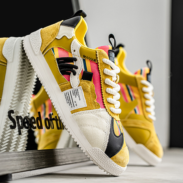 Men's Retro Sneakers – Colour-Block Suede Trainers