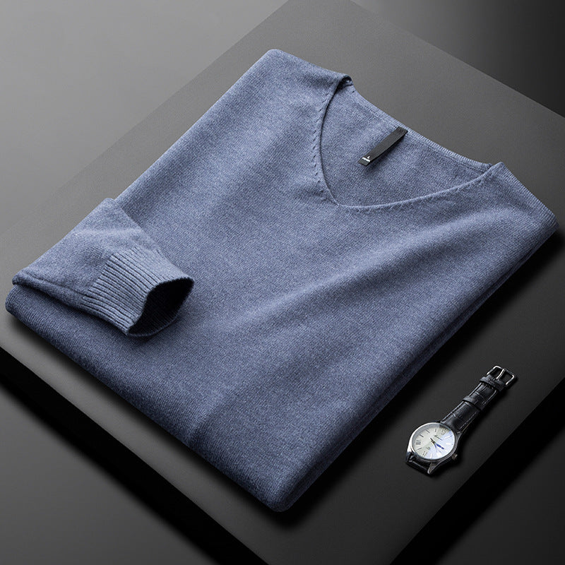 Men's Cashmere-Blend V-Neck Jumper – Layering Knitwear