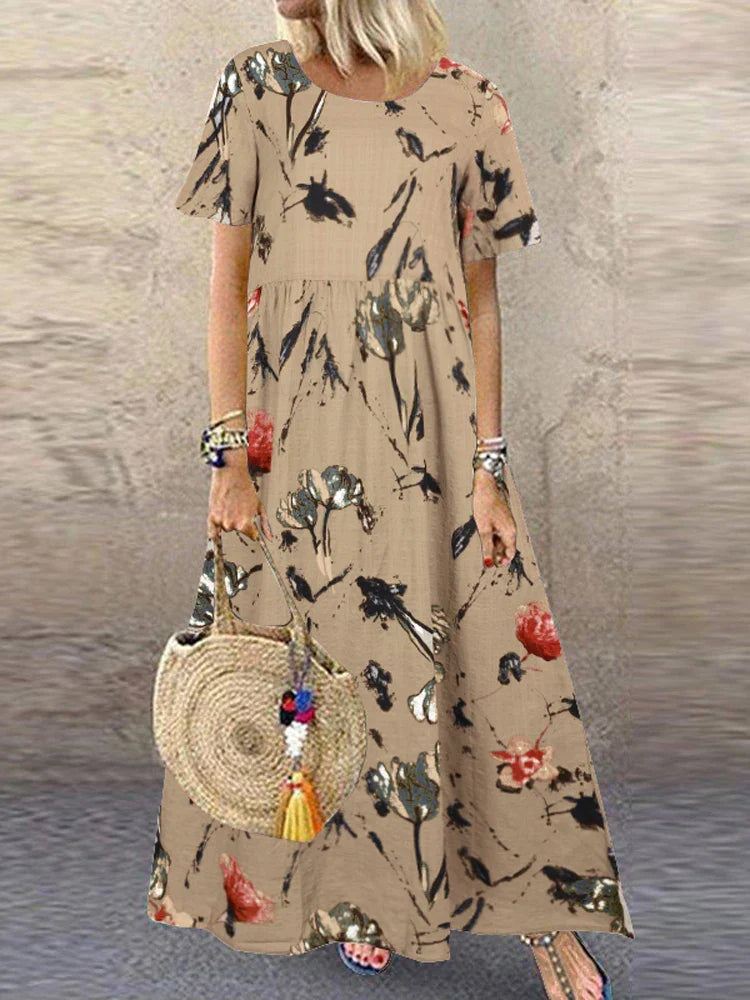 Women's Floral Flowing Maxi Dress - Effortless Summer Elegance