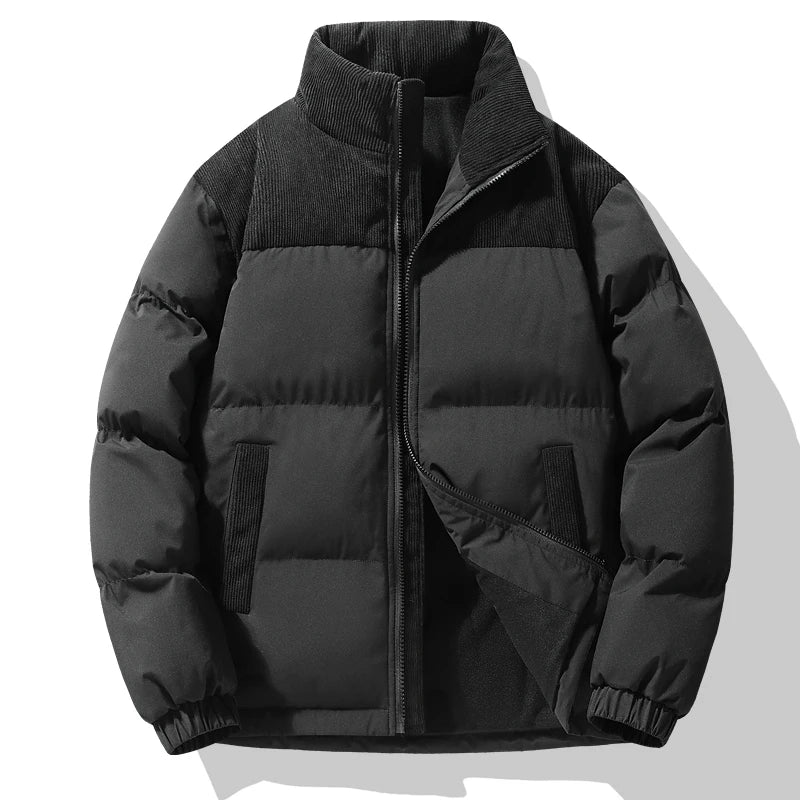 Men's Quilted Corduroy Panel Jacket – Insulated Casual Coat