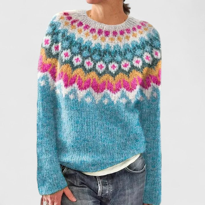 Women's Nordic Knit Sweater - Warm, Playful Winter Style