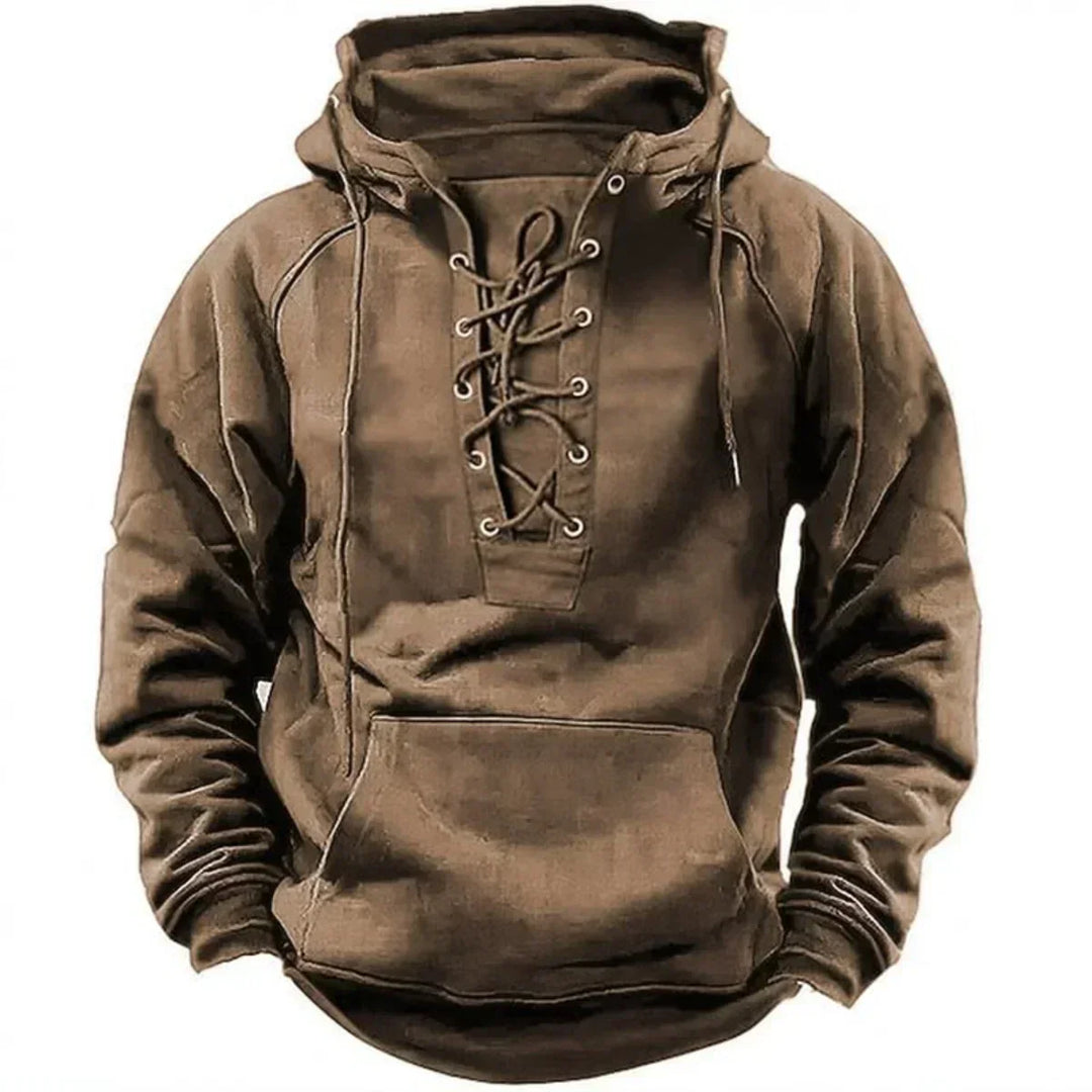Women's Cotton Blend Retro Lace-Up Hoodie - Durable & Water-Resistant