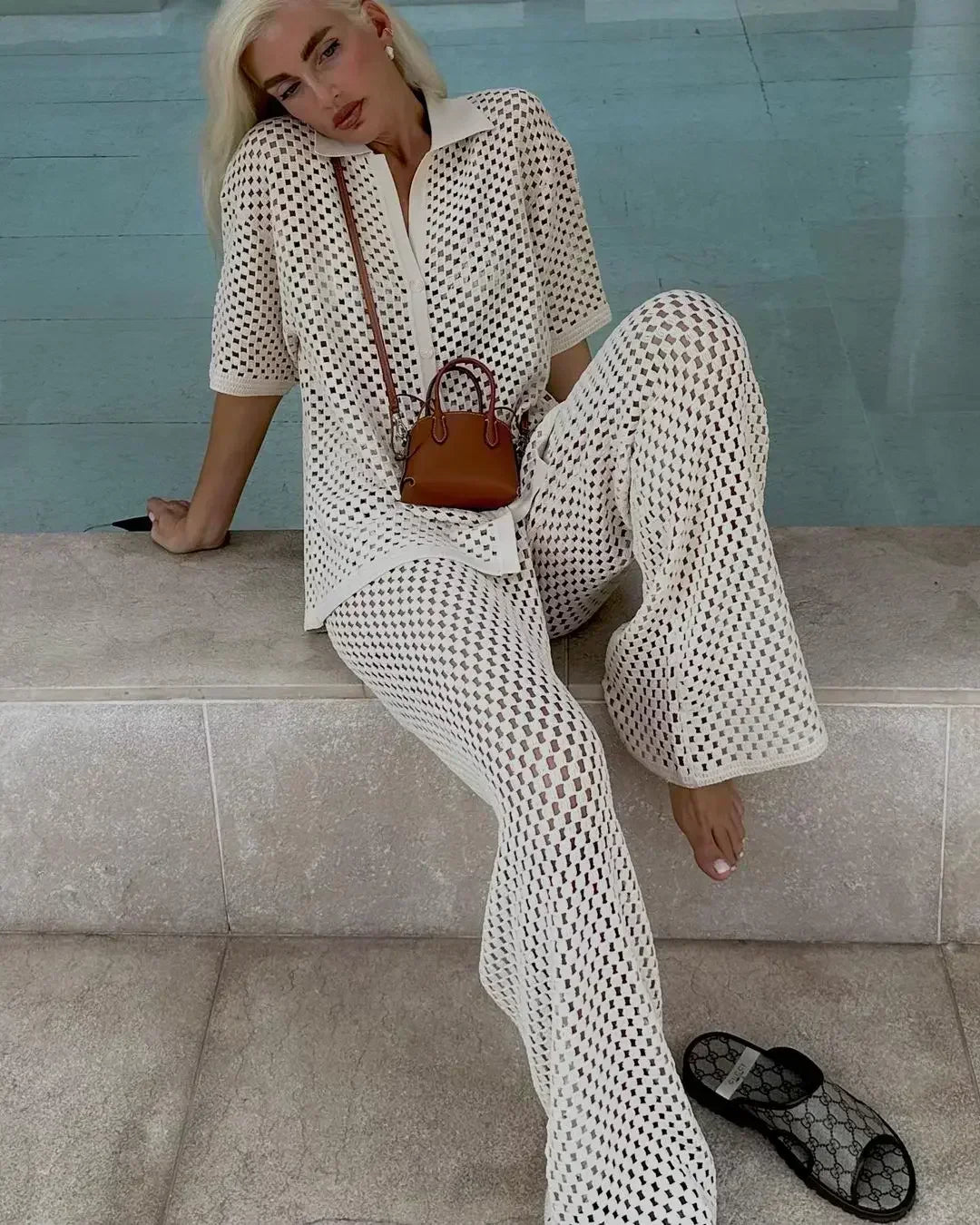 Women's Striped Crochet Summer Set – Bohemian Chic