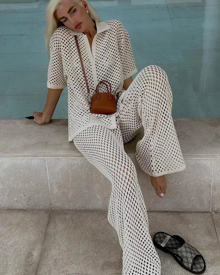 Women's Striped Crochet Summer Set – Bohemian Chic