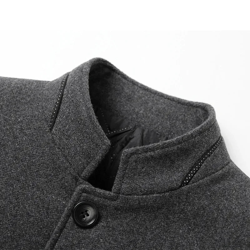 Men's Wool-Blend Overcoat – Quilted Warm Winter Coat