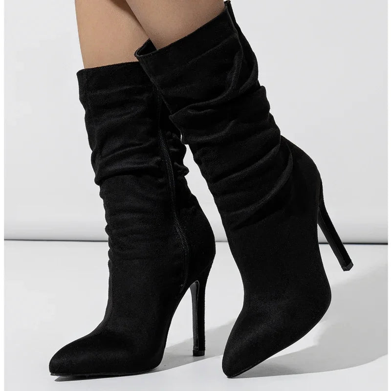 Women's Sleek Pleated Pointed Toe Heels - Evening Chic