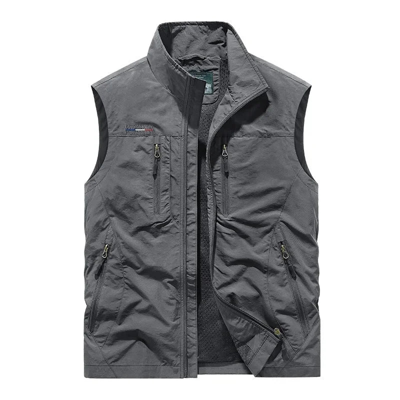Men's Multi-Pocket Utility Gilet – Lightweight Nylon Vest