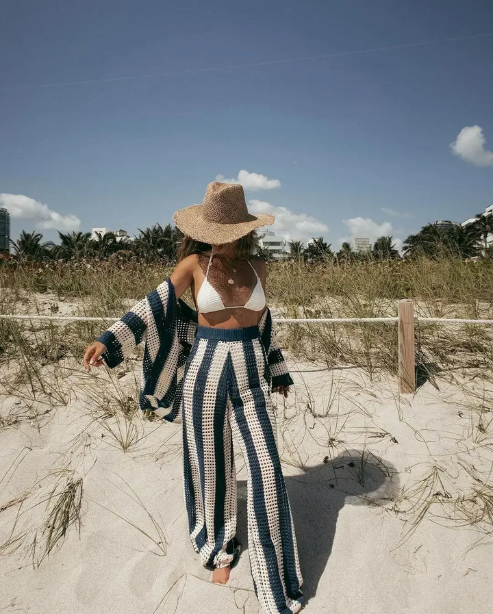 Women's Striped Crochet Summer Set – Bohemian Chic