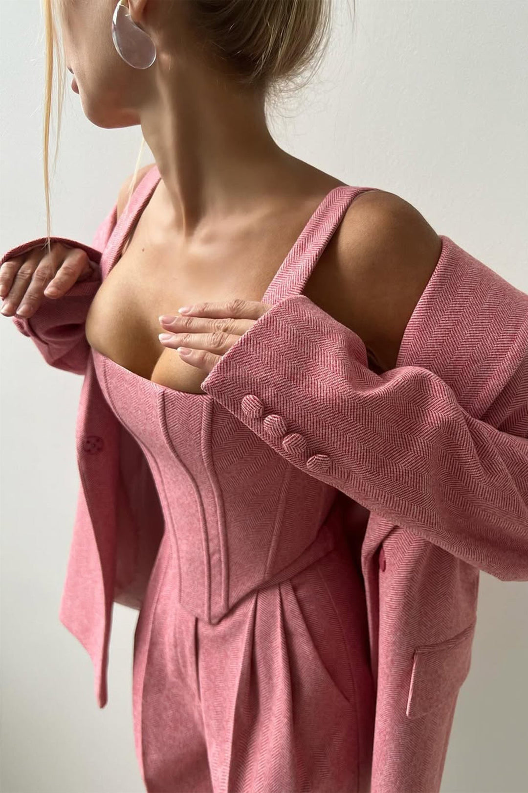 Women's Double-Breasted Blazer Three-Piece Set - Polished & Versatile