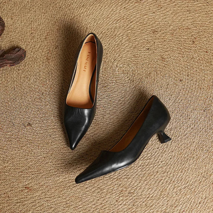Women's Leonie Classic Pointed Toe Leather Heels - Everyday Elegance