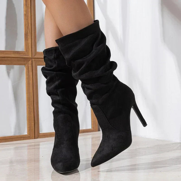 Women's Sleek Pleated Pointed Toe Heels - Evening Chic
