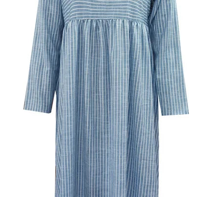 Women's Striped Cotton Midi Dress - Relaxed Everyday Elegance