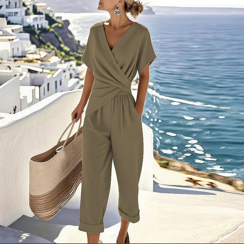 Women's Wrap-Front Two-Piece Set - Effortless Summer Style