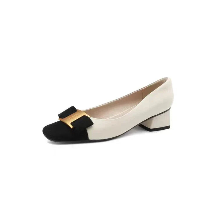 Women's Silk Flats with Square Buckle - Effortless Elegance