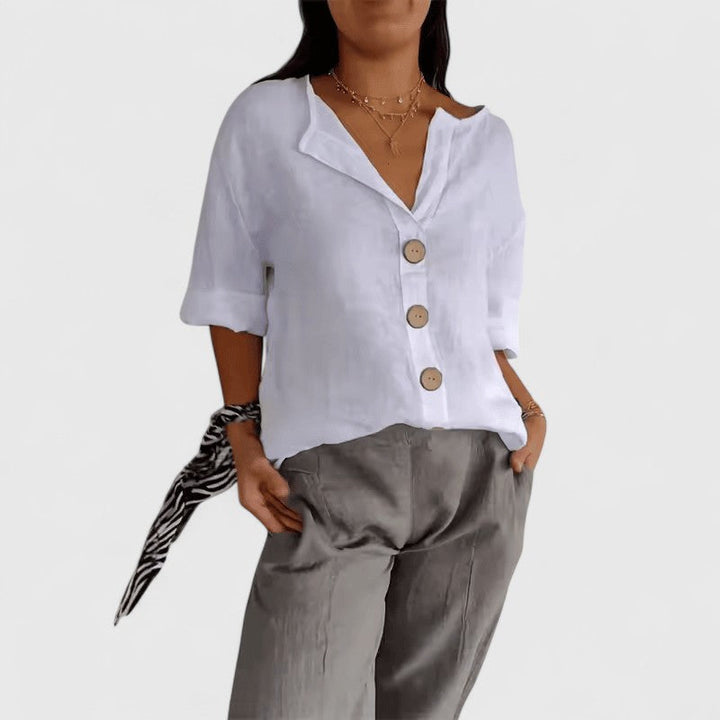 Women's Cotton-Linen Blouse - Effortless Summer Style