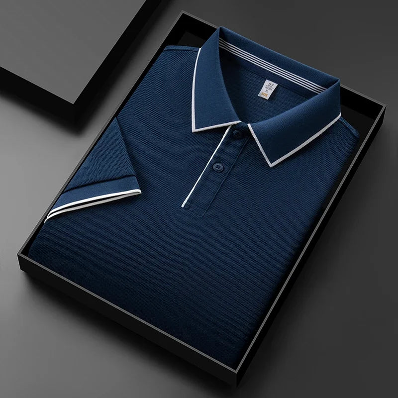 Men's Textured Knit Polo Shirt – Breathable Stretch Performance Polo