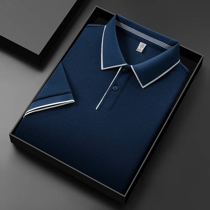 Men's Textured Knit Polo Shirt – Breathable Stretch Performance Polo