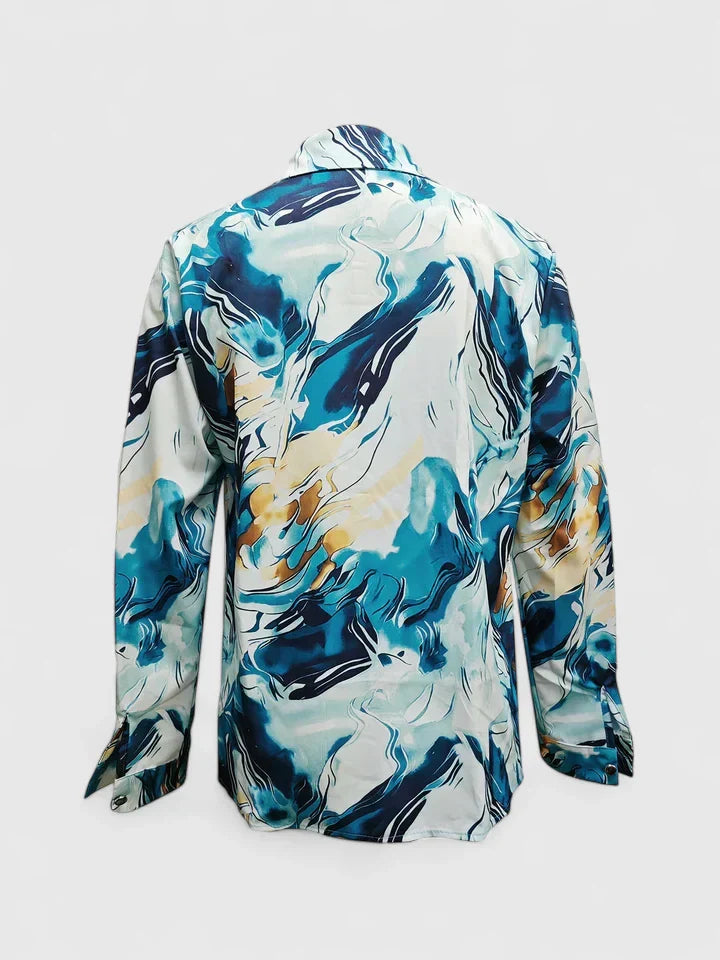 Women's Shaina Abstract Marble Button-Down Shirt - Elevate Your Style