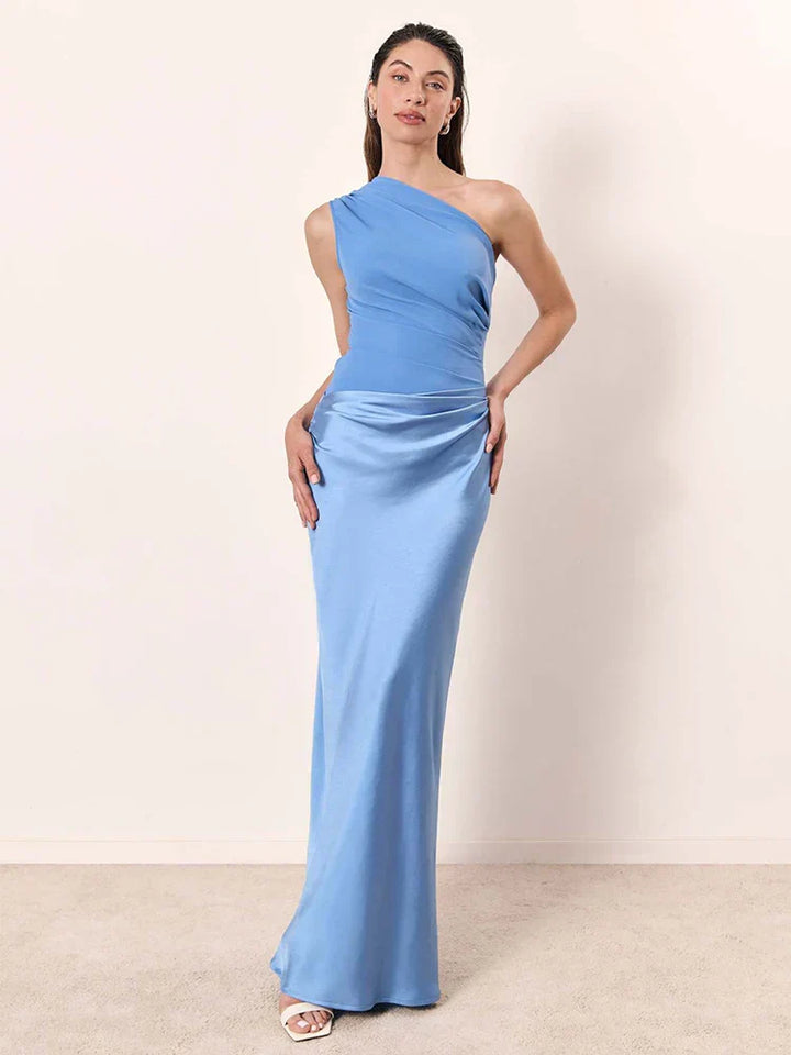 Women's Exposed Shoulder Maxi Dress - Elegant Evening Wear