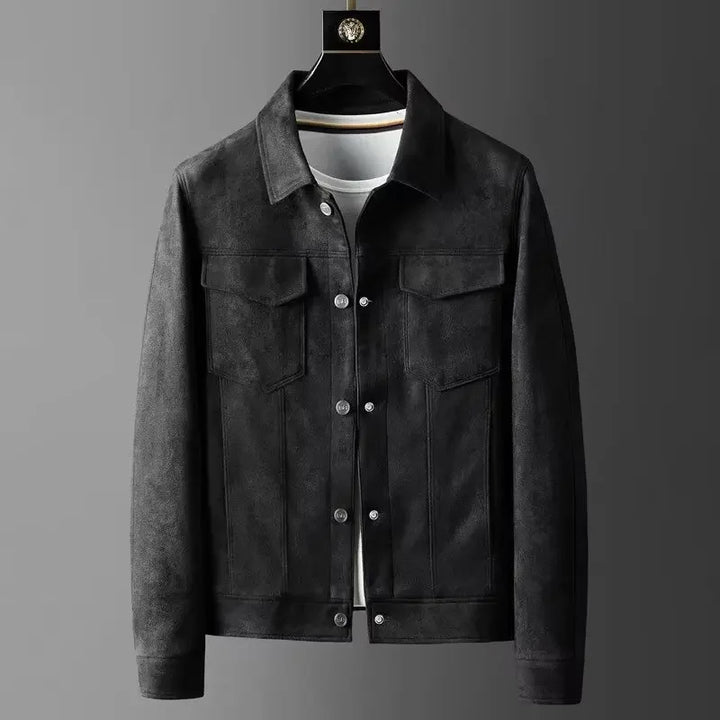 Men's Suede Trucker Jacket – Soft Western Snap-Button Overshirt