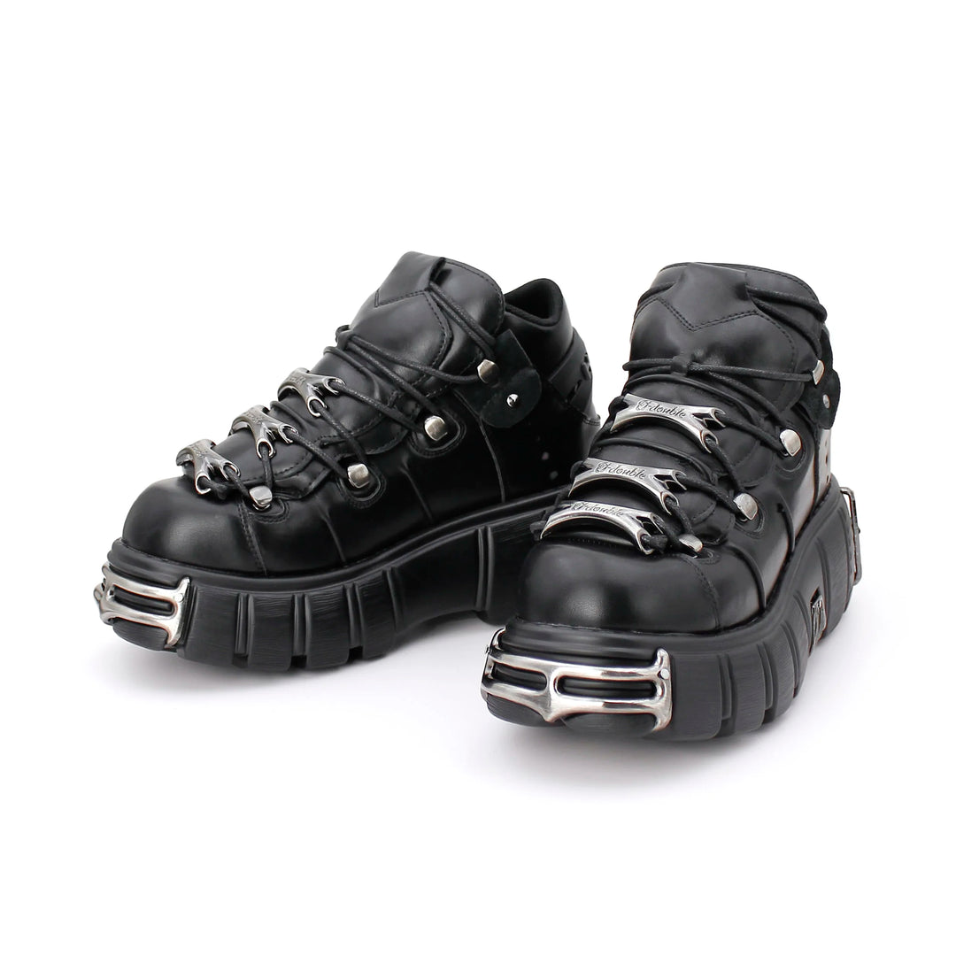 Women's Punk Ankle Boots - Edgy Platform with Lace-Up Detail