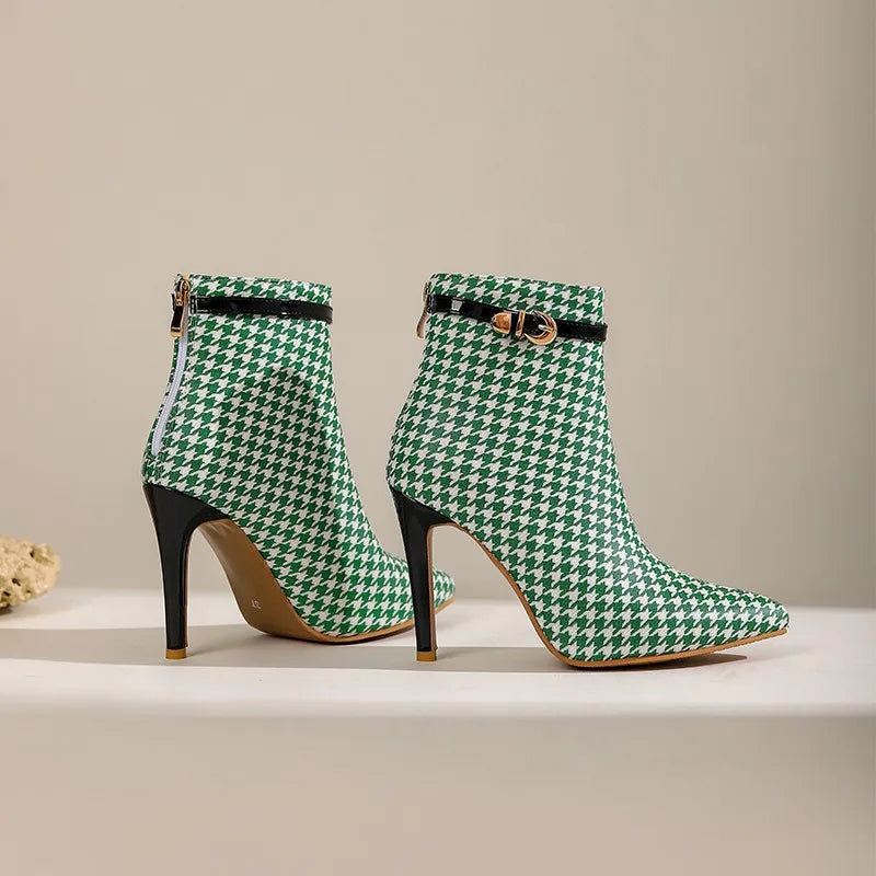 Women's Knit Houndstooth Ankle Boot - Sculpted Heel