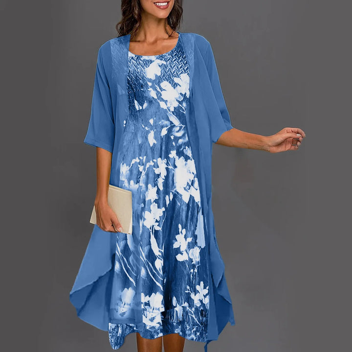 Women's Printed Graceful Dress Set - Flowing Two-Piece