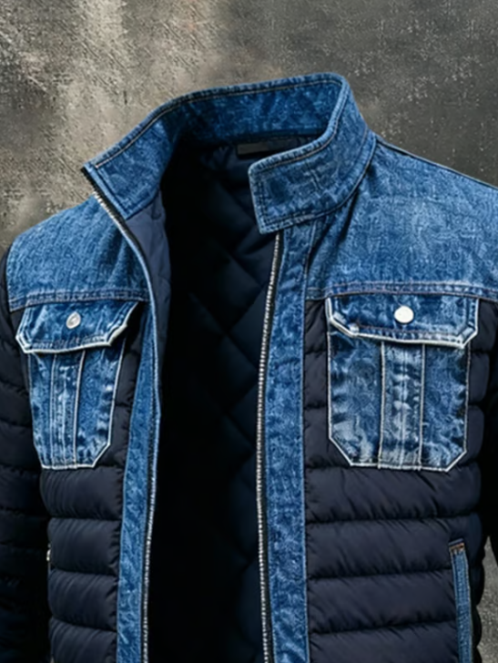 Men's Hybrid Quilted Denim Jacket - Everyday Urban Style