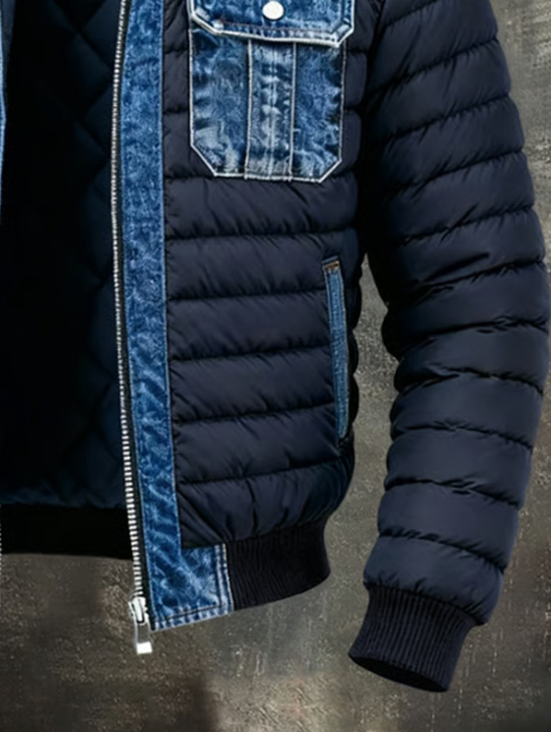 Men's Hybrid Quilted Denim Jacket - Everyday Urban Style