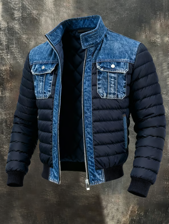 Men's Hybrid Quilted Denim Jacket - Everyday Urban Style