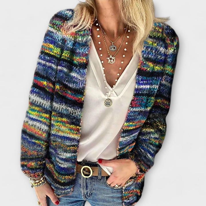 Women's Colorful Striped Knit Cardigan - Effortless Layering