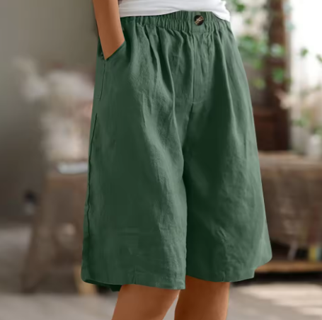 Women's Linen Relaxed Shorts - Breathable Summer Comfort