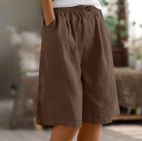 Women's Linen Relaxed Shorts - Breathable Summer Comfort