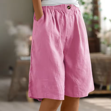 Women's Linen Relaxed Shorts - Breathable Summer Comfort