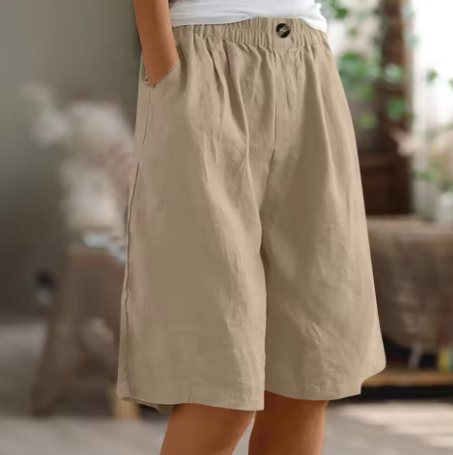 Women's Linen Relaxed Shorts - Breathable Summer Comfort