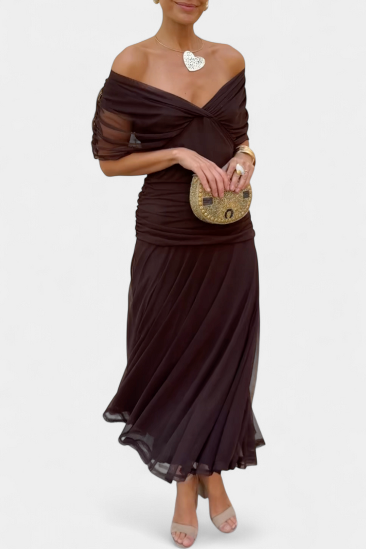 Women's Fantasy Floral Print V-Neck Dress - Elegant & Flowing