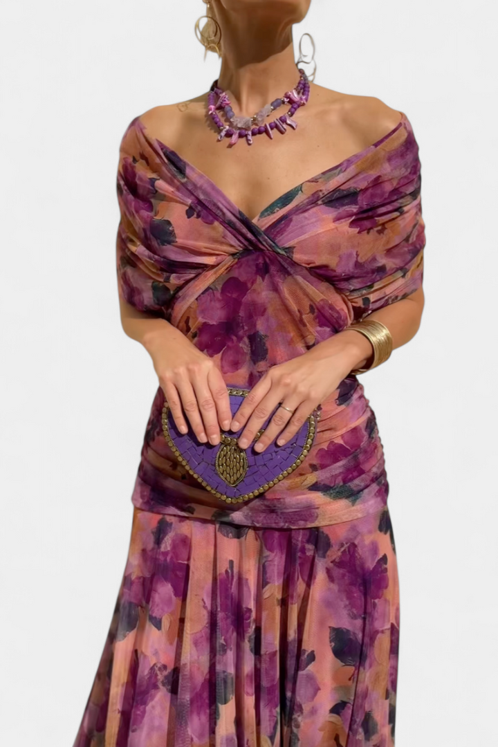 Women's Long Floral V-Neck Dress – Effortlessly Elegant