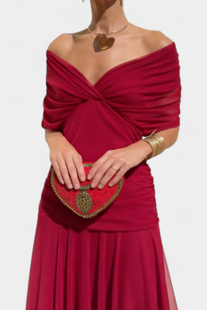 Women's Floral Long V-Neck Dress - Flowing & Feminine