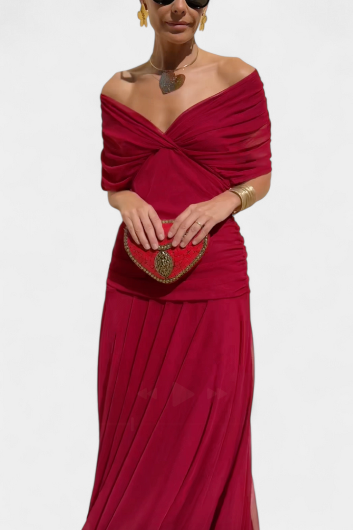 Women's Floral Long V-Neck Dress - Flowing & Feminine