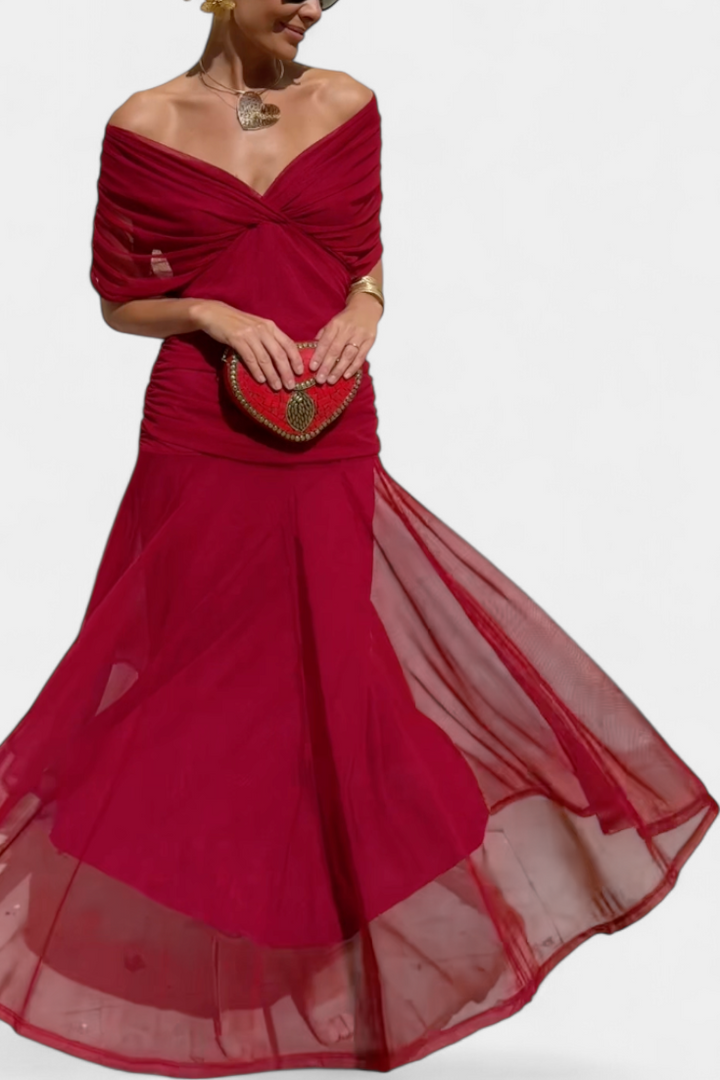 Women's Floral Long V-Neck Dress - Flowing & Feminine