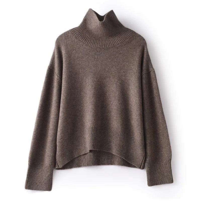 Women's Pure Cashmere Turtleneck Sweater - Cozy Elegance