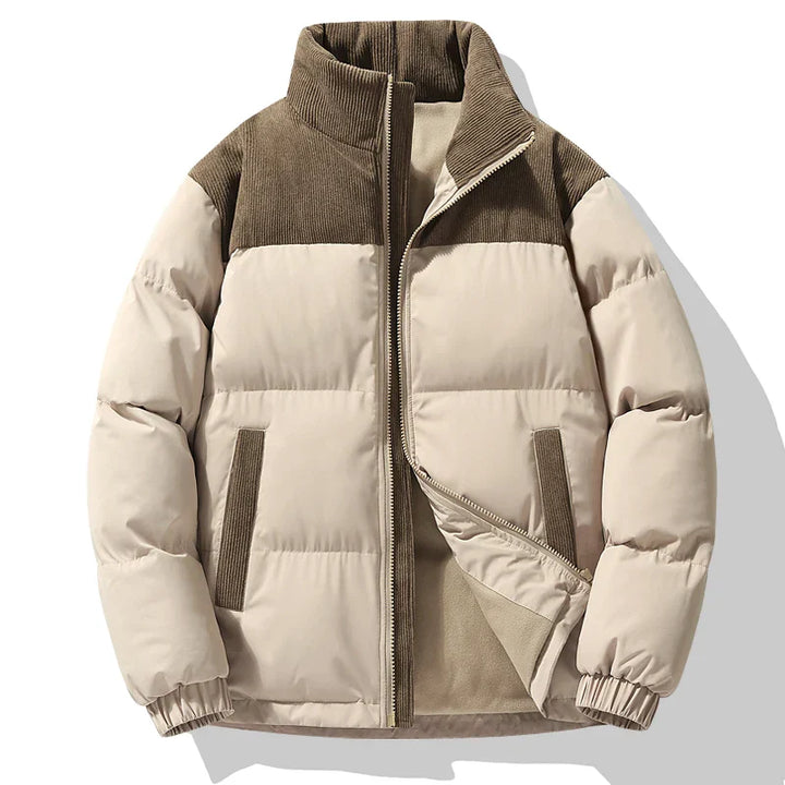 Men's Quilted Corduroy Panel Jacket – Insulated Casual Coat