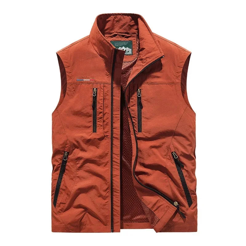 Men's Multi-Pocket Utility Gilet – Lightweight Nylon Vest
