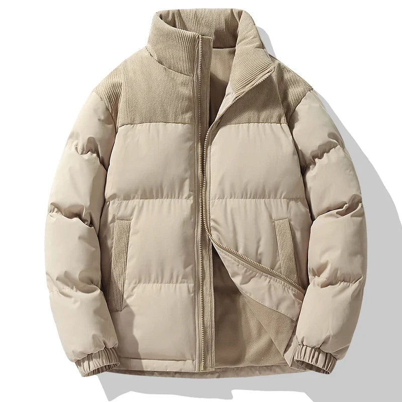 Men's Quilted Corduroy Panel Jacket – Insulated Casual Coat