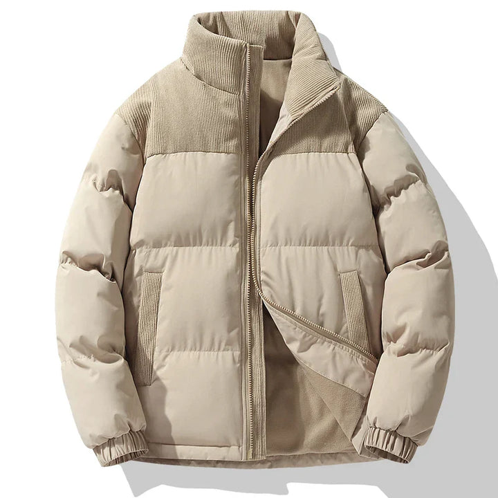 Men's Quilted Corduroy Panel Jacket – Insulated Casual Coat