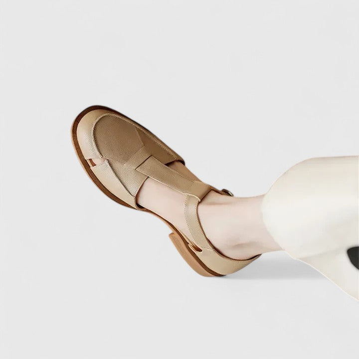 Women's Closed Toe T-Strap Wedge Sandals - Retro Elegance
