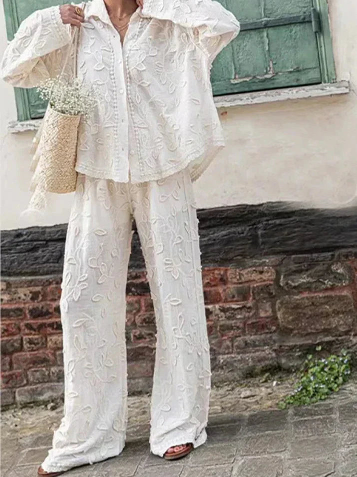Women's Embroidered Two-Piece Set - Effortless Elegance