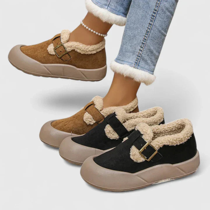 Women's Suede Buckle Slippers - Cozy Comfort at Home
