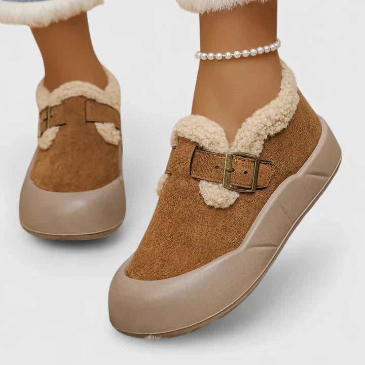 Women's Suede Buckle Slippers - Cozy Comfort at Home