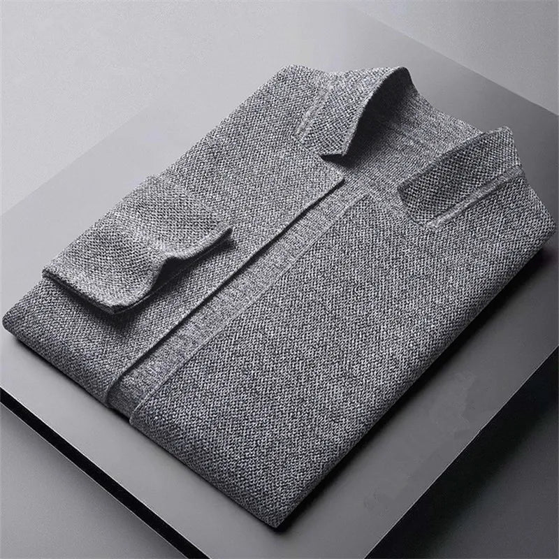 Men's Knit Mandarin Collar Cardigan – Smart Layering Knitwear